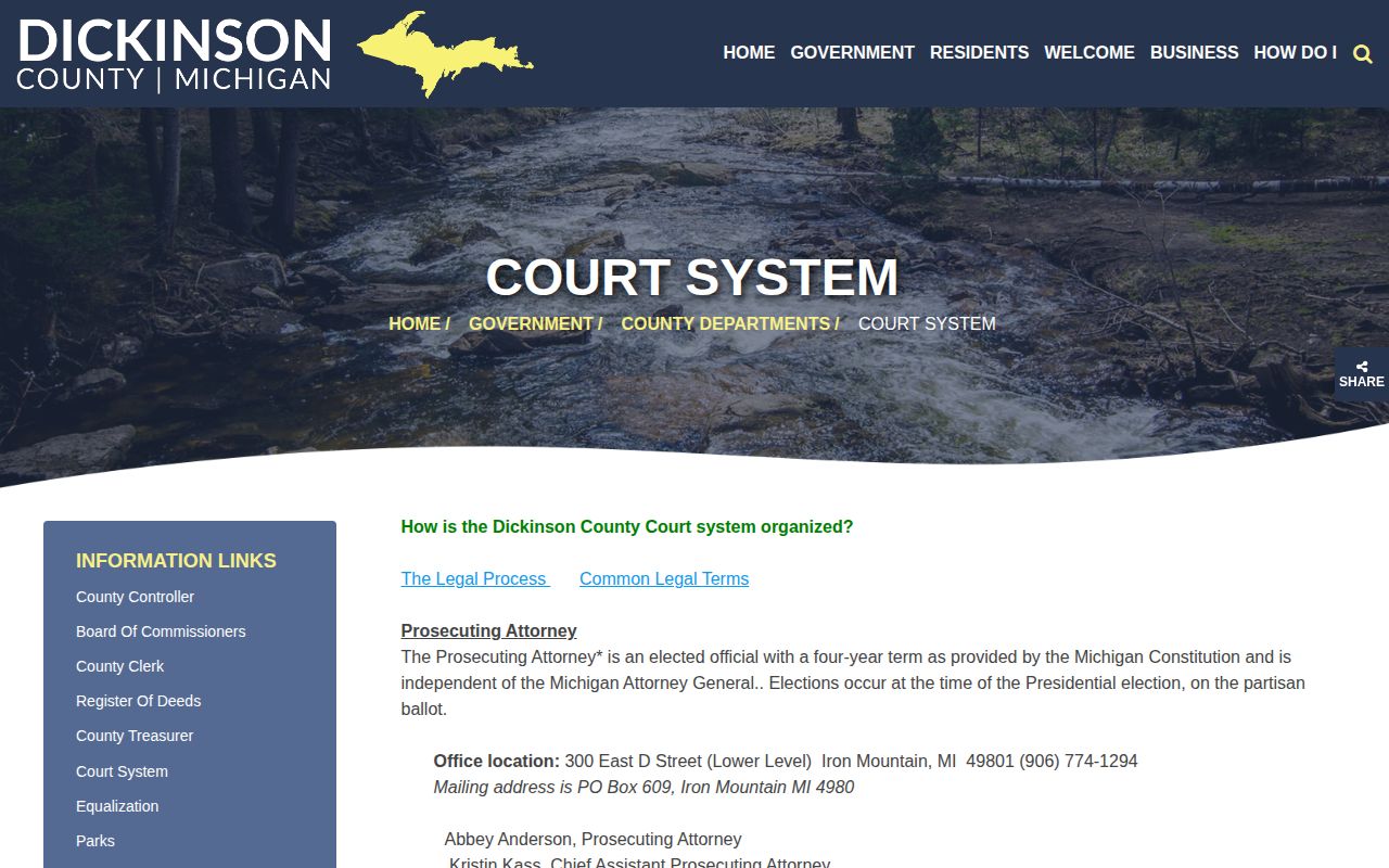 Official Dickinson County courts webpage