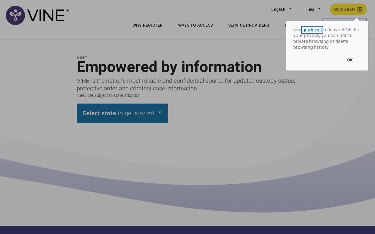 VINELink official custody search interface